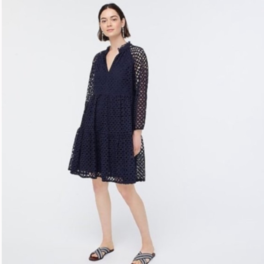 Navy J.Crew Eyelet Dress, Small